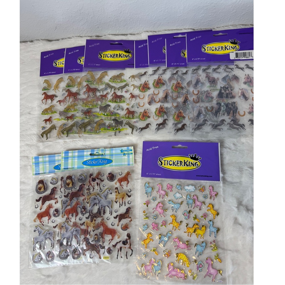 StickerKing Horse Pony Stickers 8 Sheets Acid Free Scrapbooking Crafting Lot 10